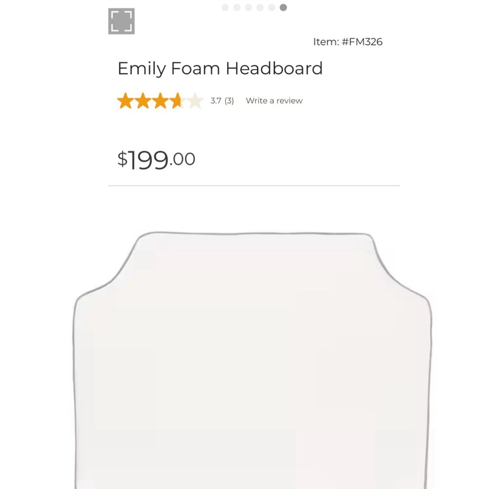Upholstered Cream Foam Headboard with Piped Edge